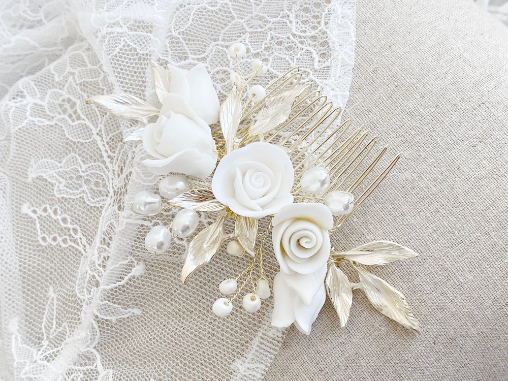 Goldener Brauthaarschmuck Linda - ALICIA'S DIARY