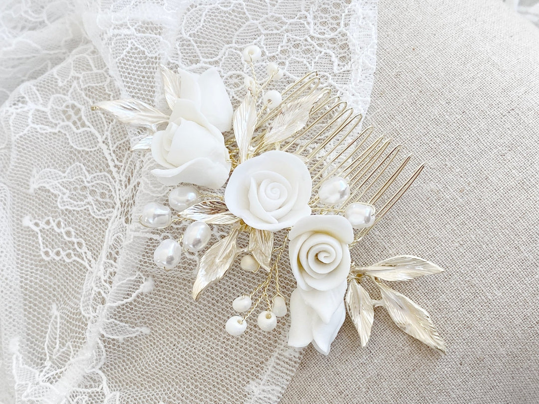 Goldener Brauthaarschmuck Linda - ALICIA'S DIARY