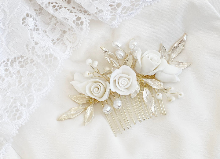 Goldener Brauthaarschmuck Linda - ALICIA'S DIARY