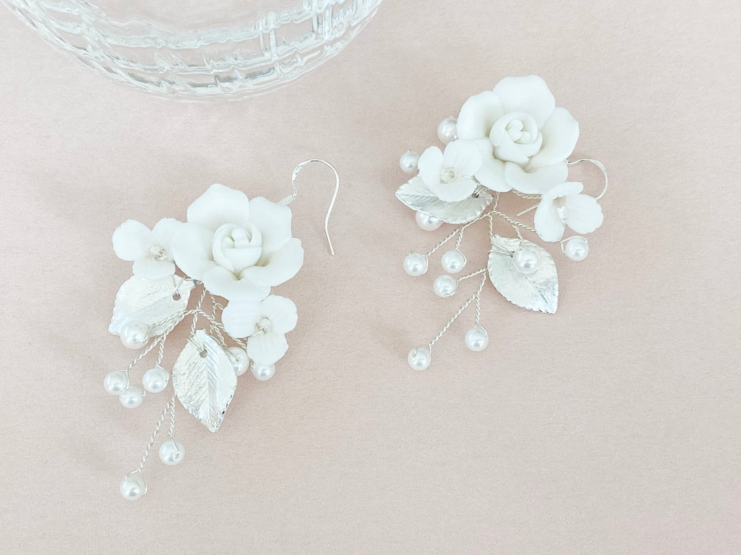 Blütenweiße Hochzeitsohrringe Rosalie - ALICIA'S DIARY