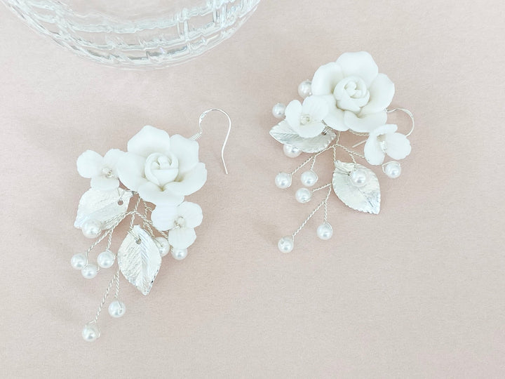 Blütenweiße Hochzeitsohrringe Rosalie - ALICIA'S DIARY