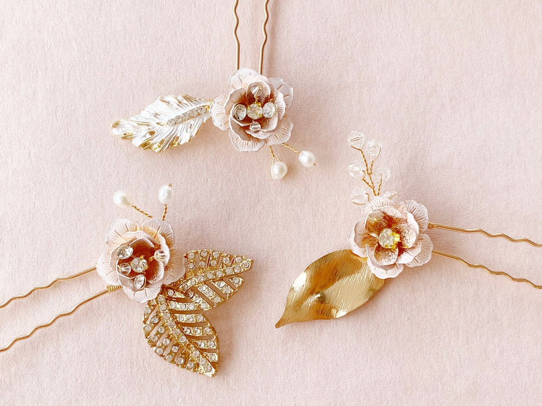 Brauthaarschmuck Haarpins für Flechtfrisuren halboffen half up half down oder geflochten hochgesteckt von Alicia's Diary