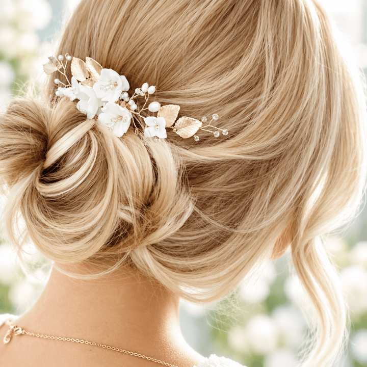 Goldener Brauthaarschmuck Haarkamm | AURELIE-Aurelie-blumen-blüten