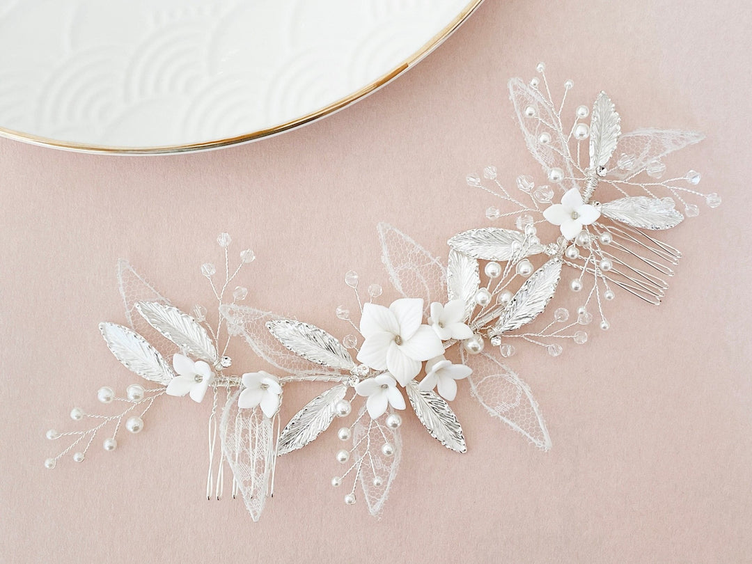 Spitzen Brauthaarschmuck Malina - ALICIA'S DIARY