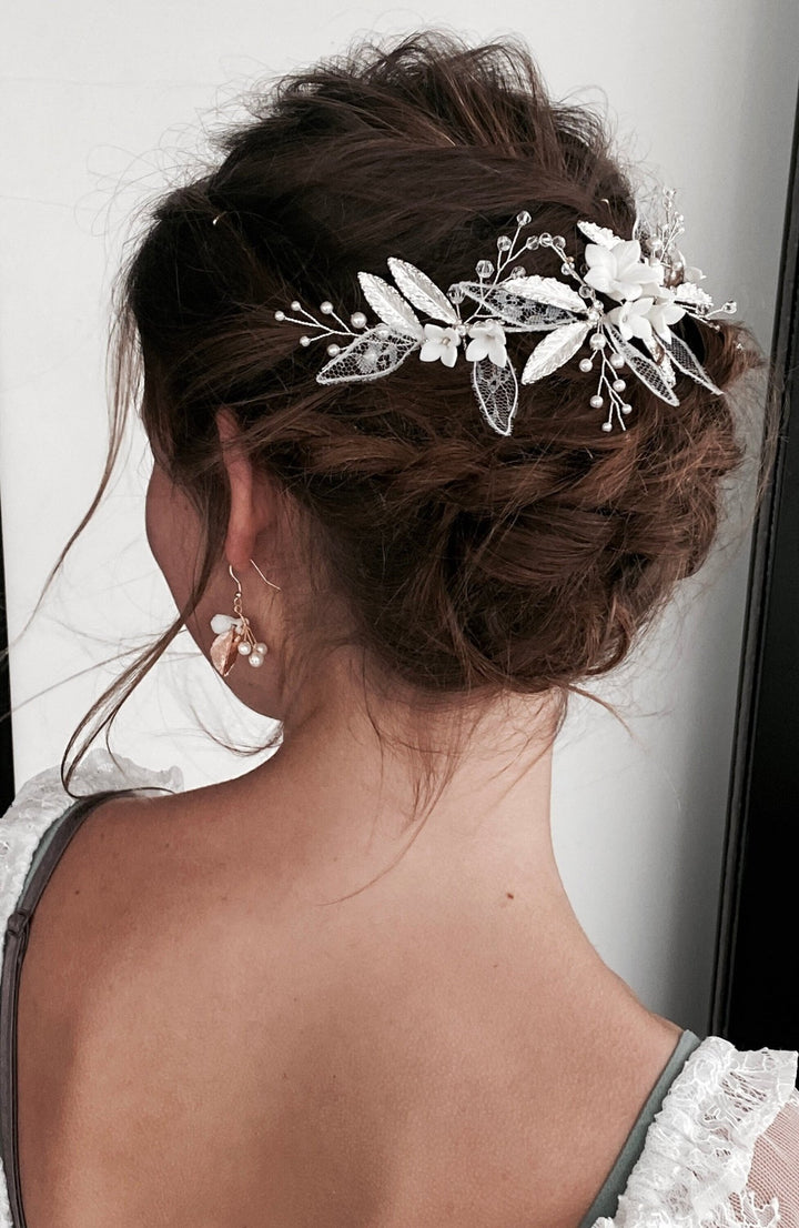 Spitzen Brauthaarschmuck Malina - ALICIA'S DIARY