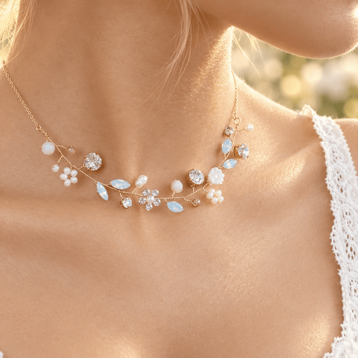 Zarte Braut Halskette | LOUISA-blumen-blüten-Boho Hochzeit romantisch