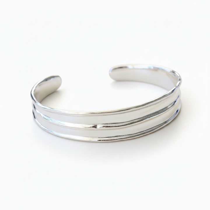 Vintage Armreif silber, breite Armspange versilbert, Retro Schmuck aus Silber, handmade jewelry, online bestellen