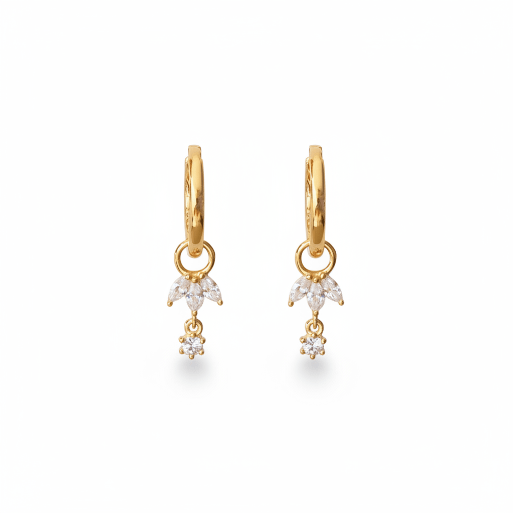 Ohrringe mit Steinchen Anhänger, Ohrringe mit Glitzerstein, Gold Ohrringe mit Stein hängend, Creolen mit Anhänger zum Wechseln