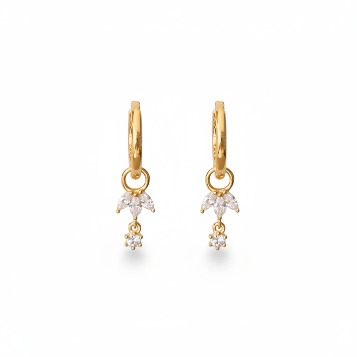Ohrringe mit Steinchen Anhänger, Ohrringe mit Glitzerstein, Gold Ohrringe mit Stein hängend, Creolen mit Anhänger zum Wechseln