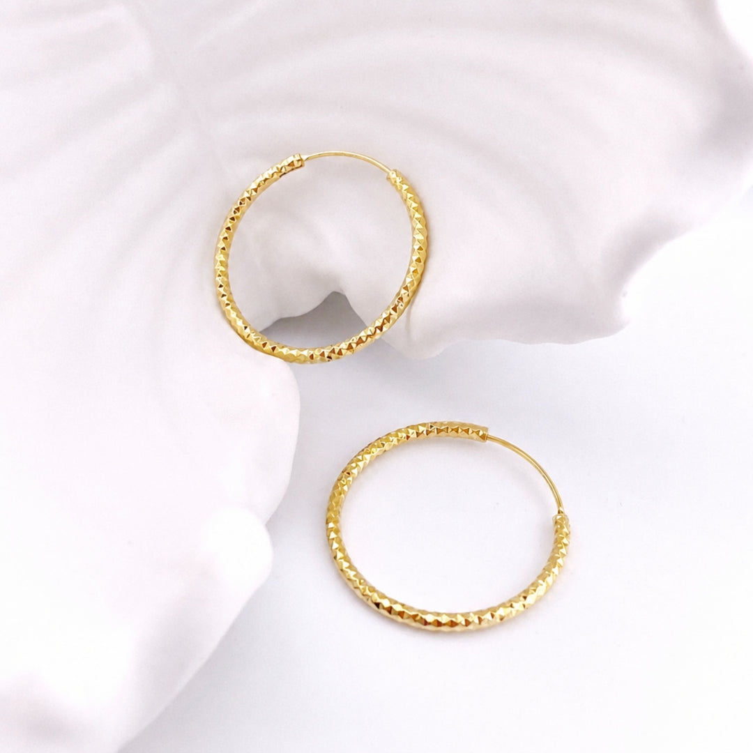 Pendientes de aro chapados en oro de alta calidad con corte de diamante, aros de oro, joyería moderna para mujeres jóvenes, pendientes de Alicia&