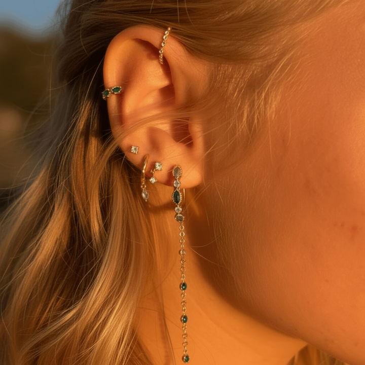 Ohrringe Piercings kaufen, Stein Ohrstecker Damen Ohrringe in Gold, feine Sterling Silber Ohrringe mit langlebiger Vergoldung