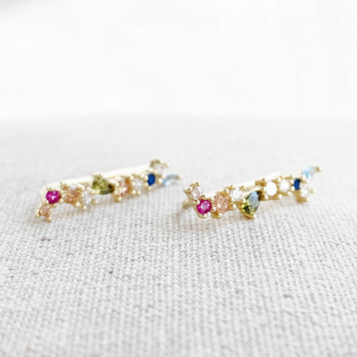 Ohrringe die man immer tragen kann, Ear Climber mit bunten Steinen, gemütliche Ohrringe, die aussehen wie mehrere, schöner Schmuck