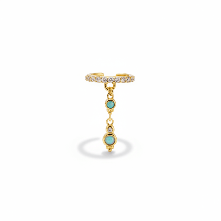 Boho Schmuck Opal Earcuff mit Glitzersteinen, goldener Ear Cuff mit Anhänger für junge Frauen