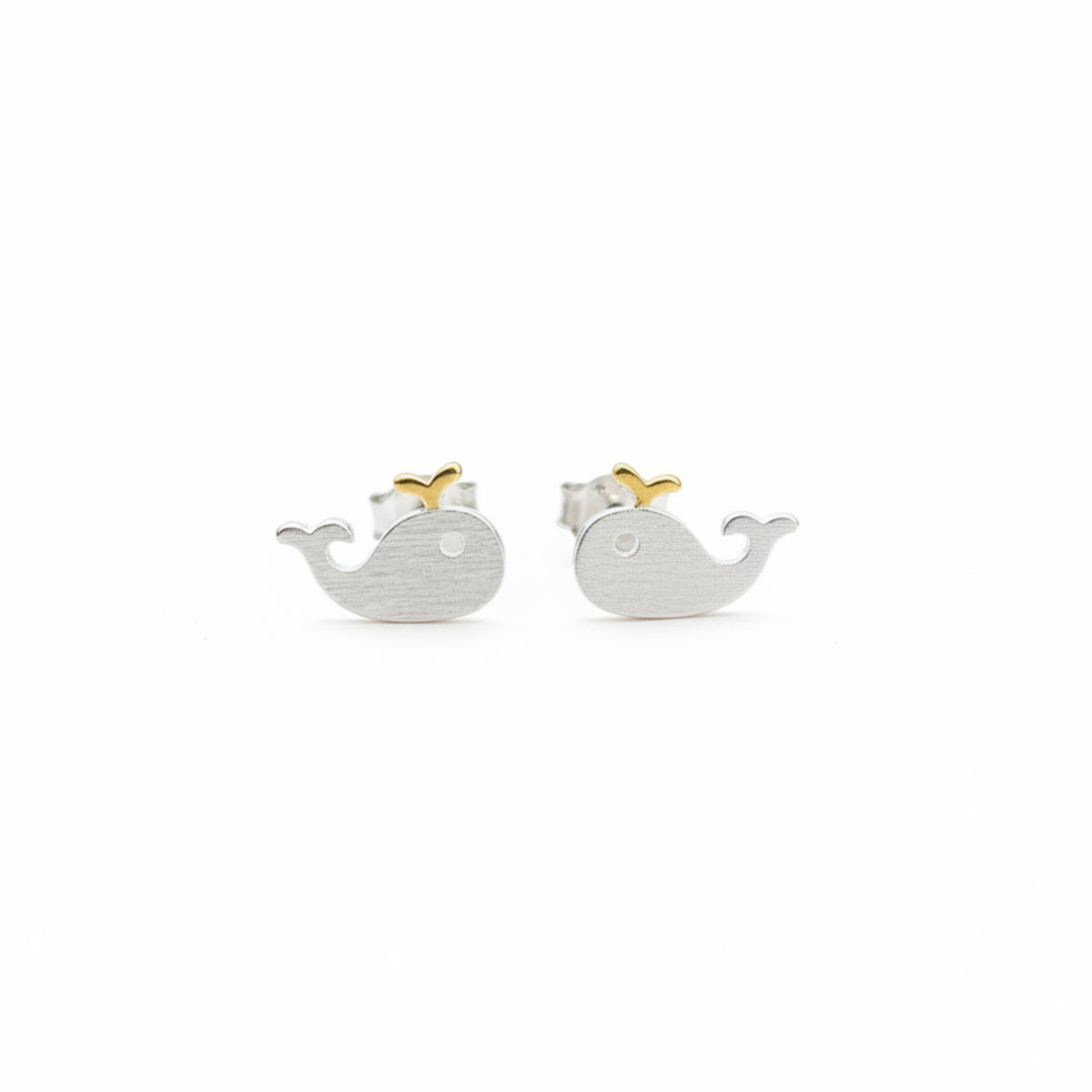 Echte silberne Ohrstecker mit Wal Motiv für Kinder, hautfreundlicher Kinderschmuck, der nicht abfärbt