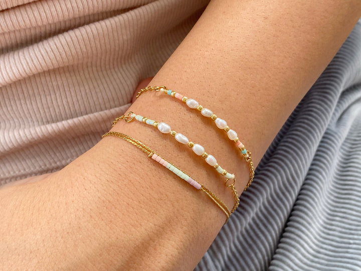 Süßwasser Armband mit Miykui Perlen aus wasserfestem Edelstahl von Alicia's Diary