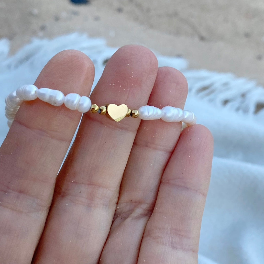 Waterproof beaded bracelet with heart, special summer jewelry for mom, women&