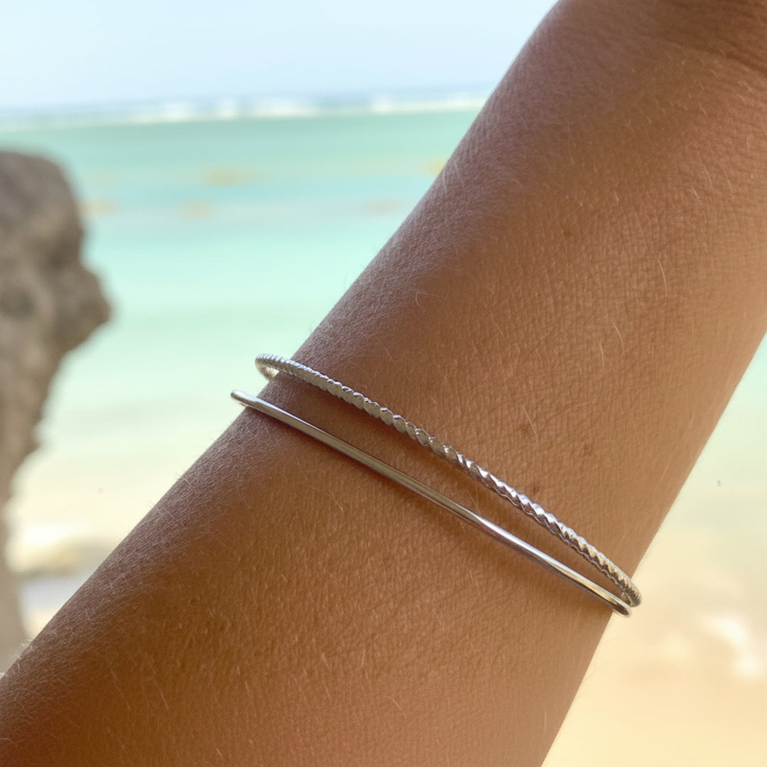 Brazalete doble apilable de plata - ALICIA&