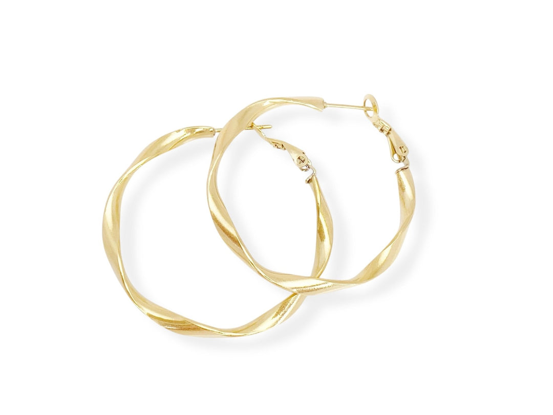 Edelstahl Creolen Twisted Gold 40 mm mit gedrehter Struktur, wasserfest - ALICIA'S DIARY®