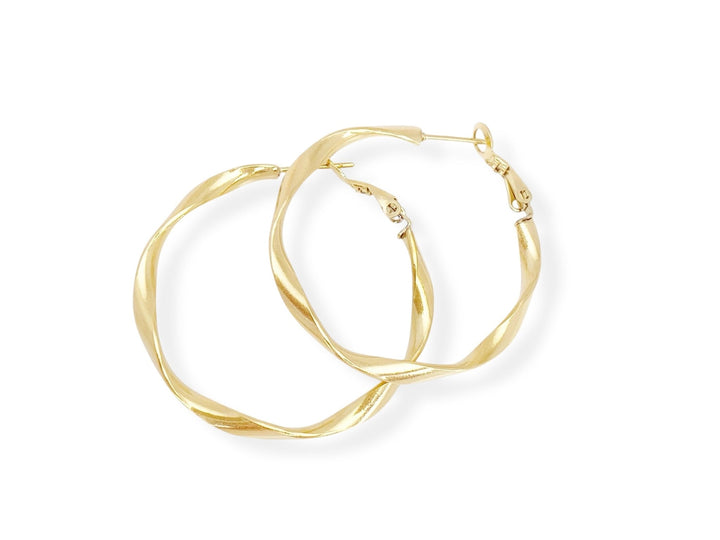 Edelstahl Creolen Twisted Gold 40 mm mit gedrehter Struktur, wasserfest - ALICIA'S DIARY®