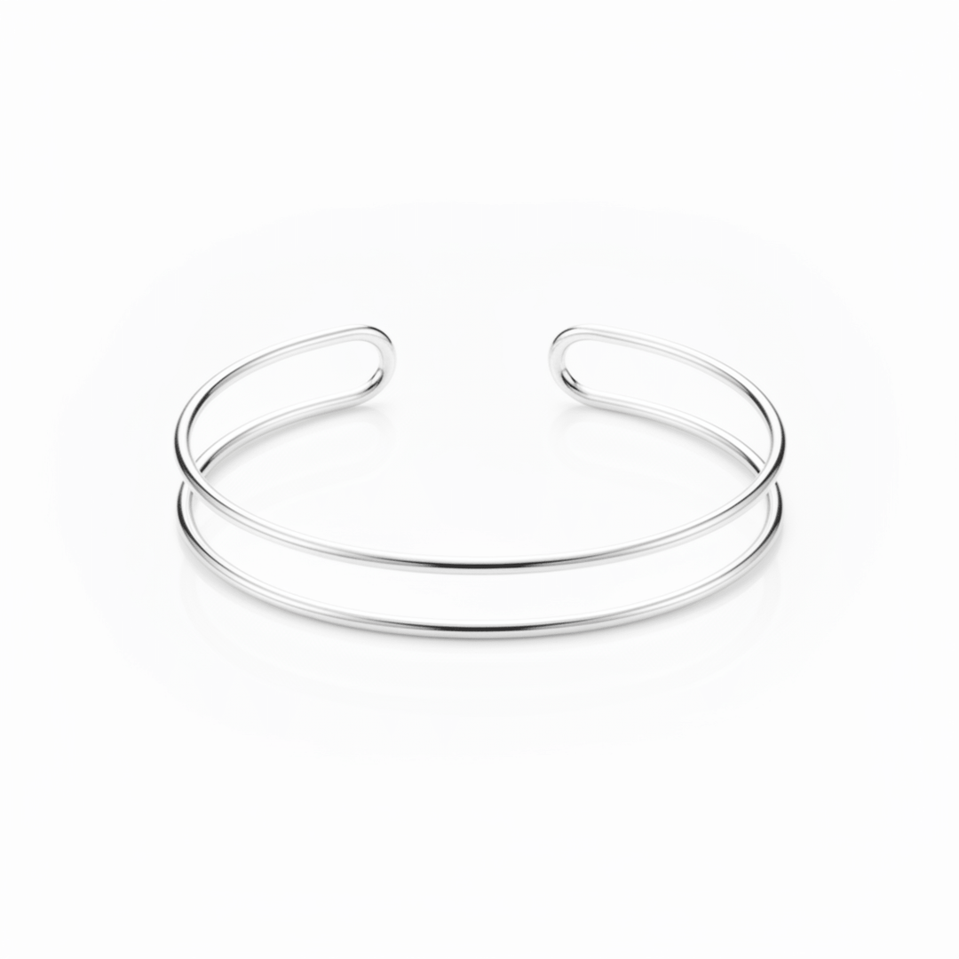 Mehrreihige wasserfeste Armspange aus Edelstahl, Stainless Steel Armreif silber, minimalistischer Bangle