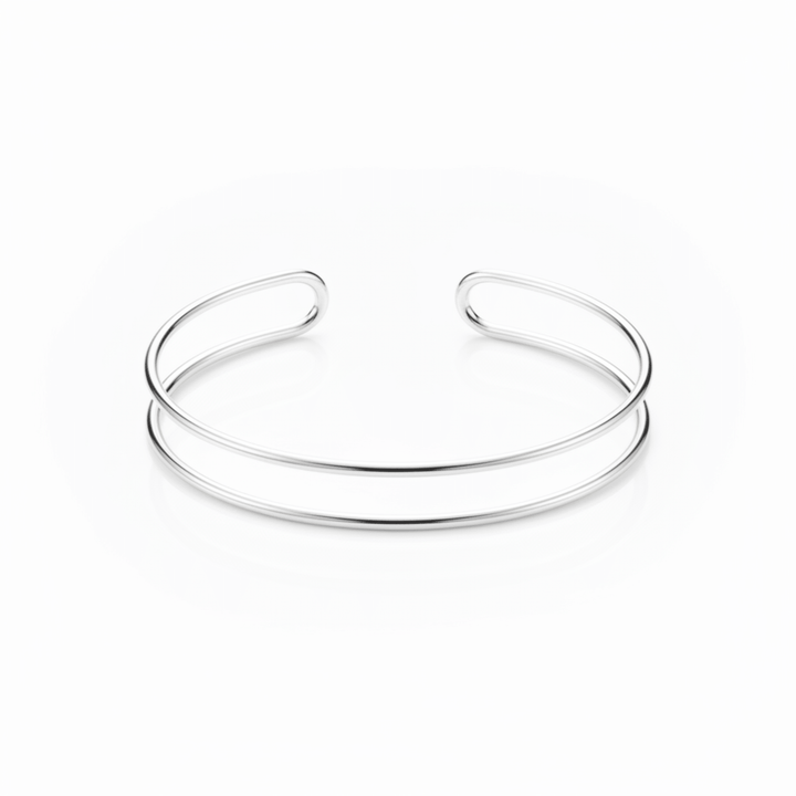 Mehrreihige wasserfeste Armspange aus Edelstahl, Stainless Steel Armreif silber, minimalistischer Bangle