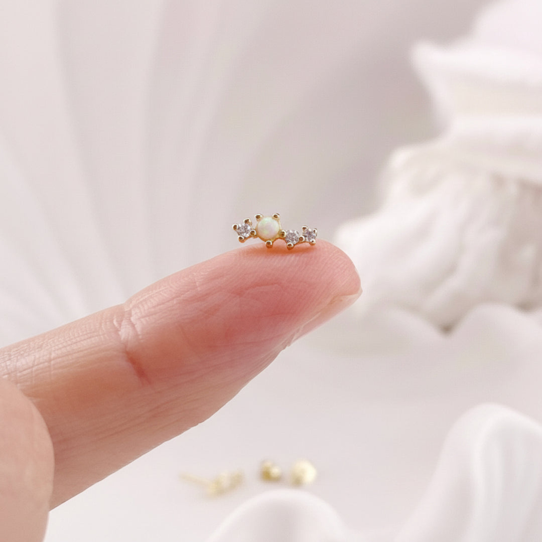 Opal Stone Stud Earrings - Alicia&