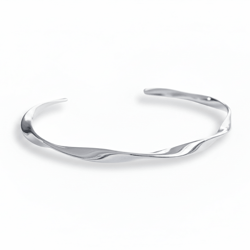 Echt silberne gedrehte Armspange, Schmuck für kleine Frauen mit dünnen schmalen Handgelenken aus 925 Sterlingsilber, Silberschmuck Online Shop