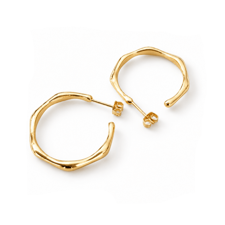 Creolen Gold mittelgroß, minimalistische Creolen für junge Frauen aus vergoldetem Silber, wasserfeste Gold Ohrringe schlicht