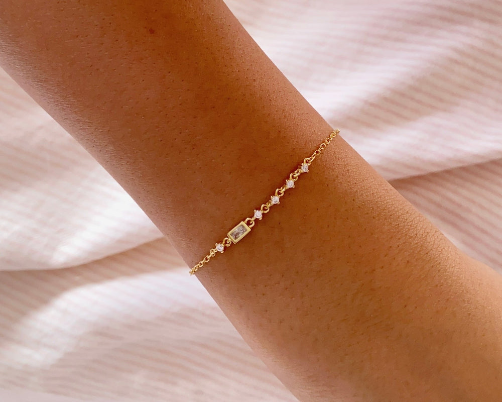 Glitter bracelet gold, women's gold waterproof bracelet, sterling silver gold bracelet