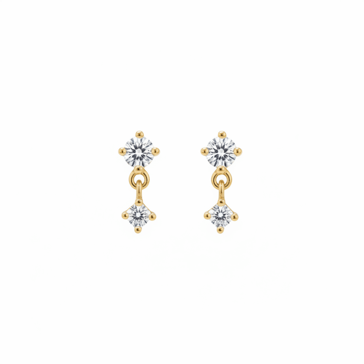 Mini Ohrstecker Glitzer, Goldene Glitzer Ohrstecker, kleine Gold Ohrstecker aus Silber, Stein Ohrstecker Damen Ohrringe