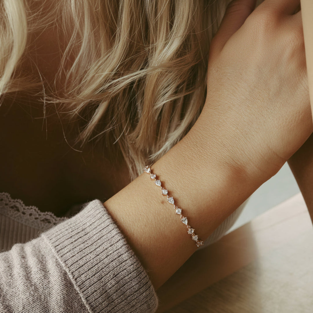 Glitzerndes Armband, romantisches Armkettchen aus 925 Silber, wasserfester Schmuck der nicht abfärbt, nicht verfärbt