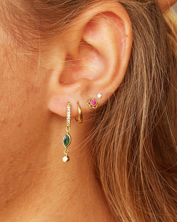 Gold and Green Huggie Hoops Ear Stack shopping - ALICIA'S DIARY