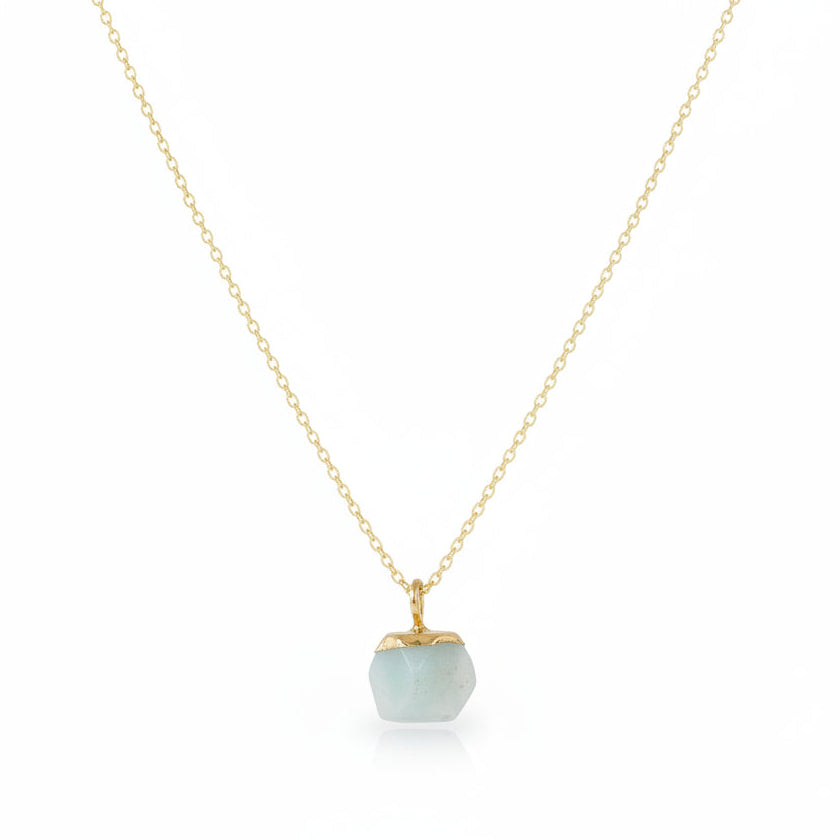 Goldene Halskette mit grobem Amazonit Edelstein Anhänger, Schmuck für junge Frauen online bestellen