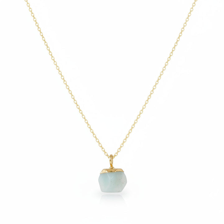Goldene Halskette mit grobem Amazonit Edelstein Anhänger, Schmuck für junge Frauen online bestellen