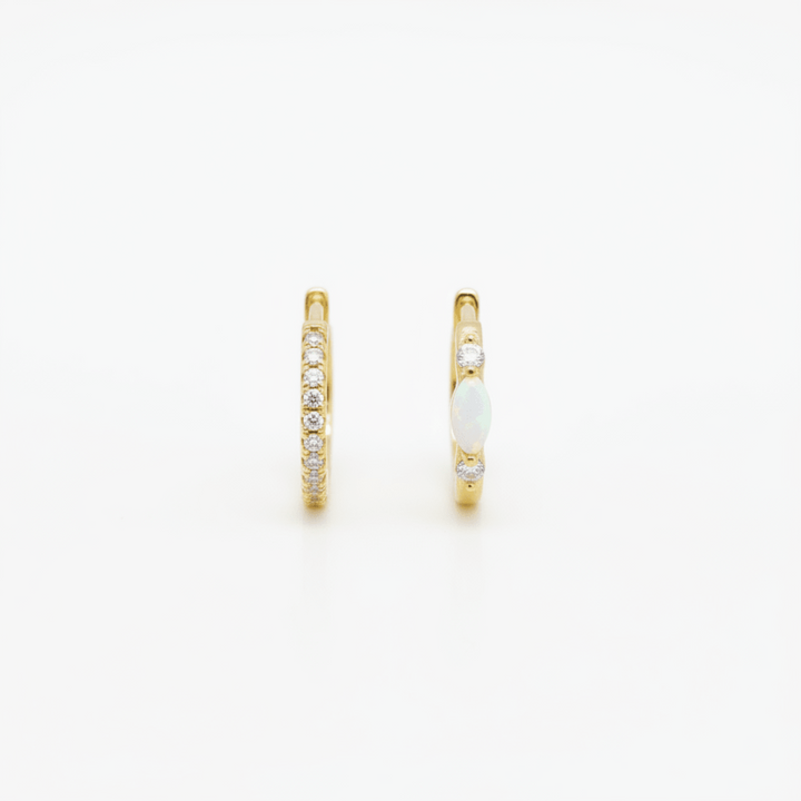 Goldene Creolen mit Opal und Glitzersteinen aus 925 Sterlingsilber, schöner Schmuck für junge Frauen und Teenager Mädchen