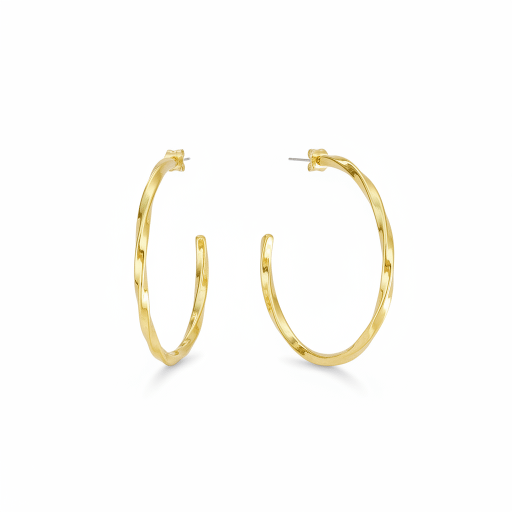 Gedrehte Creolen groß, wasserfester Schmuck gold, large twisted hoop earrings by Alicia's Diary Jewelry, waterproof earrings gold