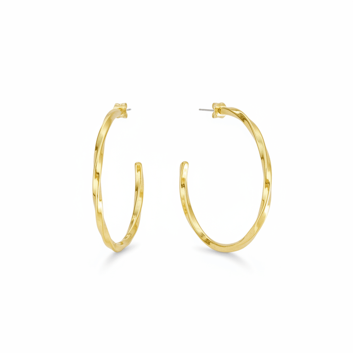 Gedrehte Creolen groß, wasserfester Schmuck gold, large twisted hoop earrings by Alicia&