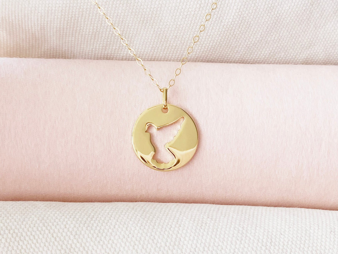 Vergoldete Halskette mit Friedens-Symbol aus vergoldetem Silber und Goldfill von Alicia's Diary