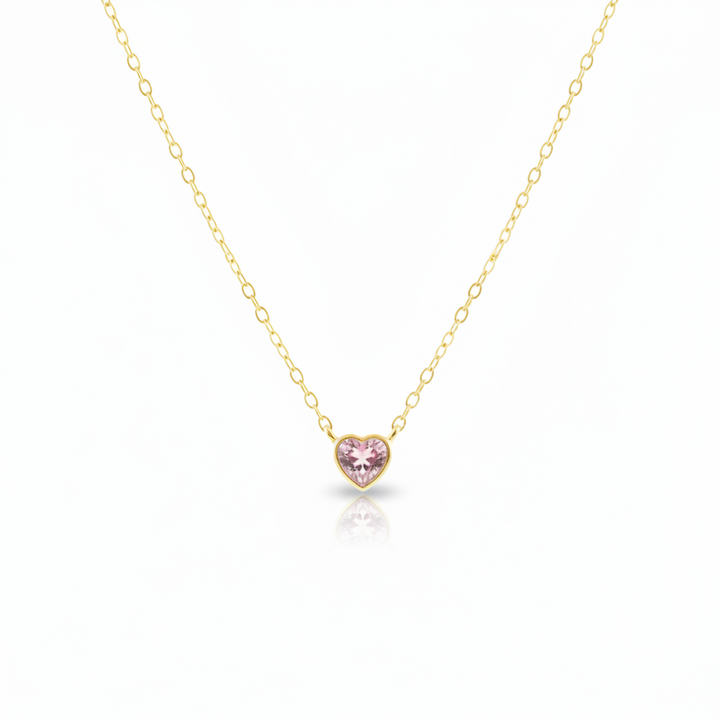 Goldene Halskette aus 925 Silber mit rosa Herz Kristall, Schmuck Geschenk für Frau, Freundin, Tochter, Enkelin von Alicia&