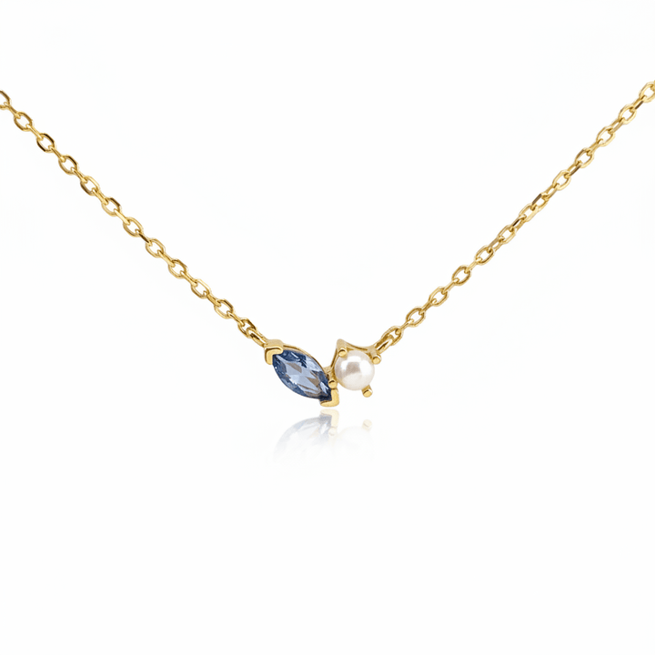 Cluster Schmuck mit Steinen und Perlen für Damen und Teenager, goldene Halskette aus 925 Silber von Alicia&