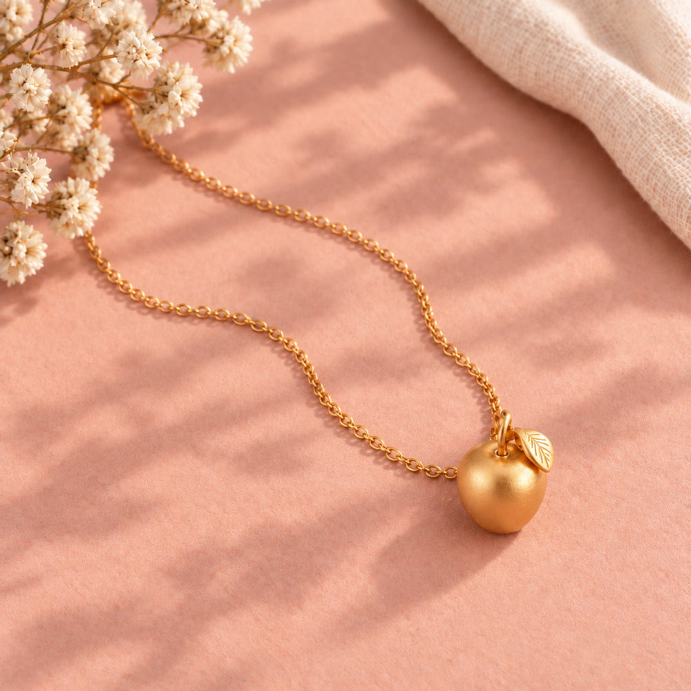 Apfel-Schmuck mit Früchten, goldene Halskette mit kleinem dreidimensionalen Apfel Anhänger Charm,  3D Apfel, Apfel-Halskette, cooler Schmuck für junge Frauen