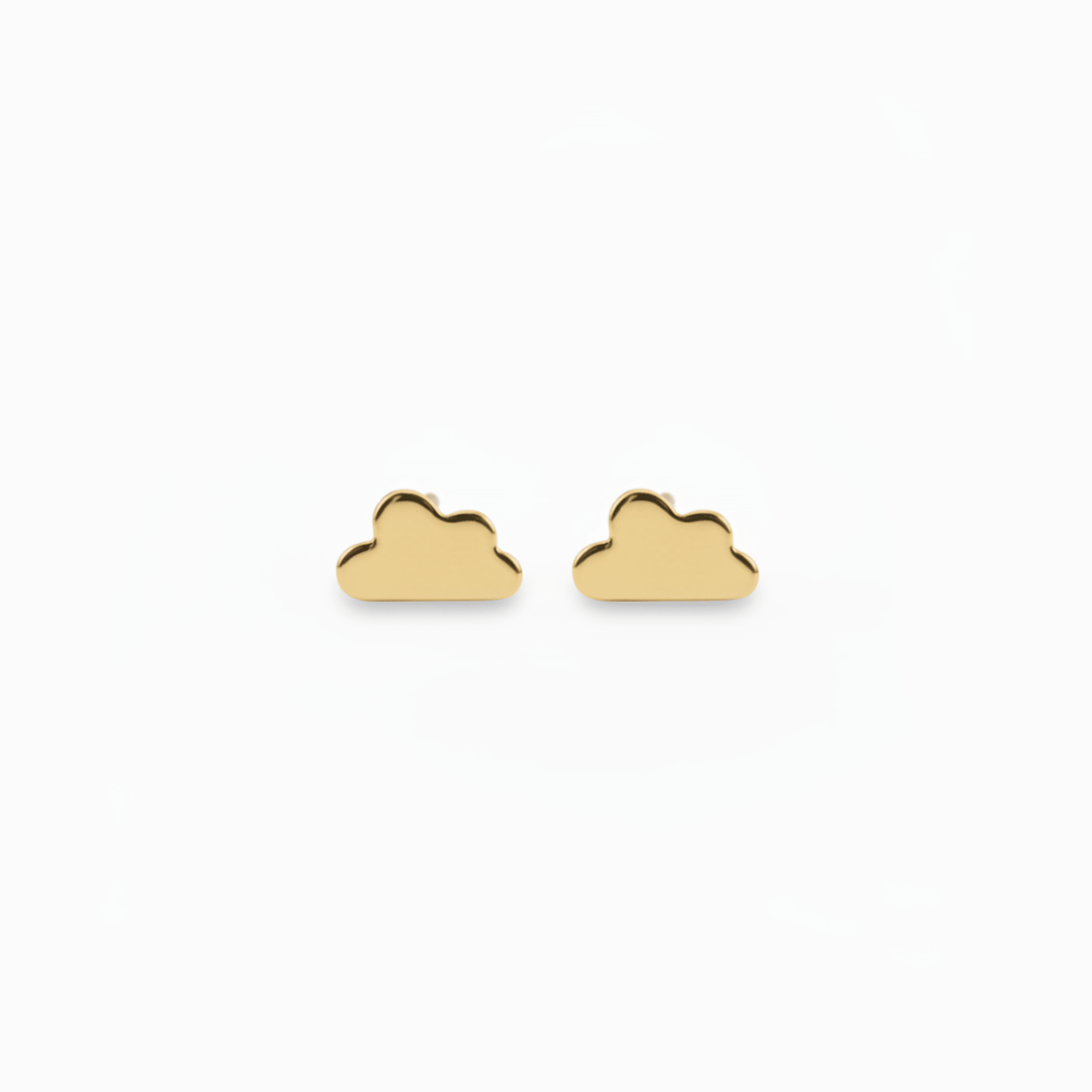 Goldene minimalistische Ohrstecker mit Wolken aus 925 Silber, schönen Schmuck für Teenager, junge Frauen und Kinder online bestellen