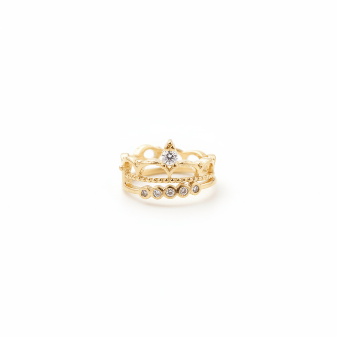 Goldener Earcuff mit Krone und Steinen, Ohrklemme Damen, Ohrklemme ohne Ohrloch, schöner Schmuck wasserfest für Frauen