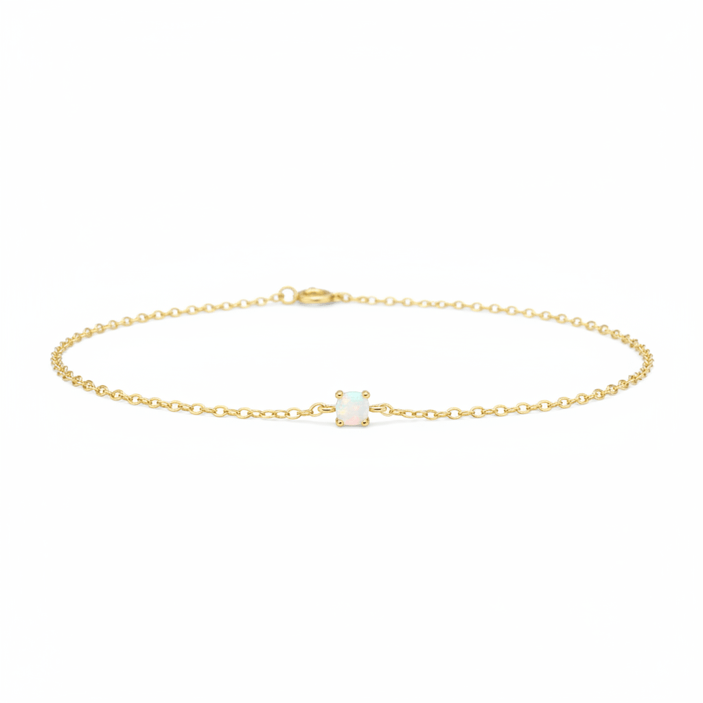 Dezentes Armband mit Opal Stein, Opal Schmuck wasserfest und hautfreundlich für junge Frauen mit schmalen Handgelenken und Teenager Mädchen