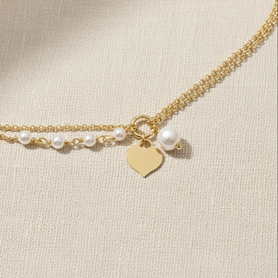 Kissedby Alicia | Pulsera con corazón y perlas - ALICIA&
