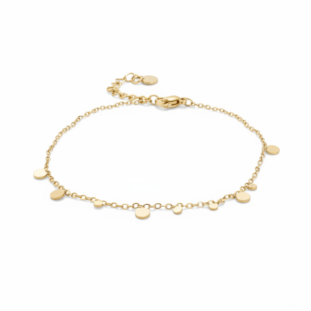 Dezentes Clean Girl Armband mit Coins aus vergoldetem Edelstahl, wasserdichter Schmuck gold