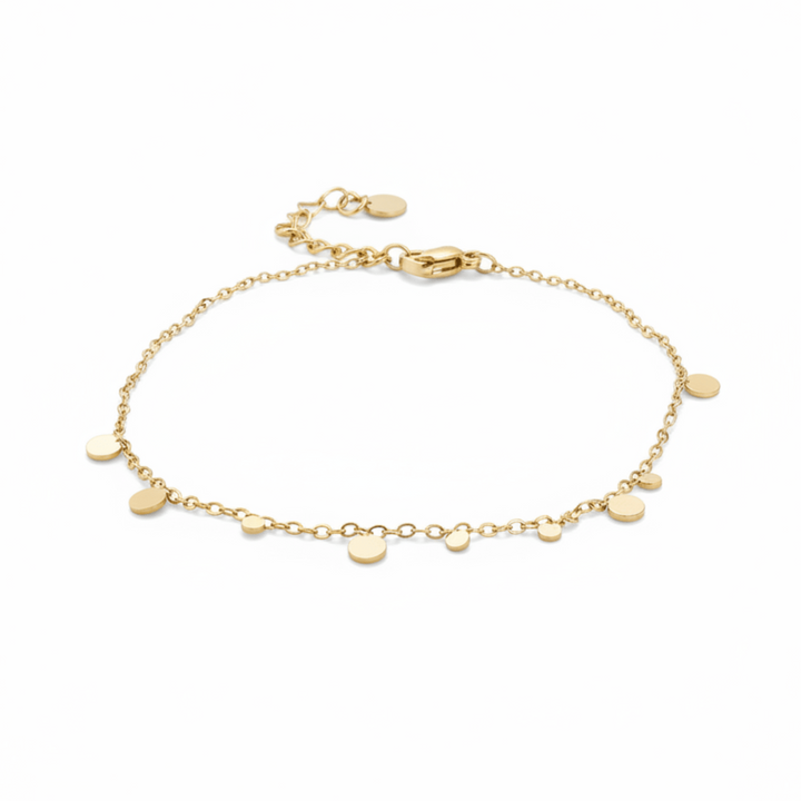 Dezentes Clean Girl Armband mit Coins aus vergoldetem Edelstahl, wasserdichter Schmuck gold