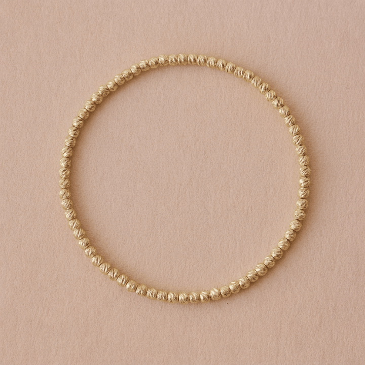 Goldenes Edelstahl Perlen-Armband mit gebürsteten Perlen, Glitzerarmband, Glitzerschmuck, wasserfestes Armband, hypoallergener Schmuck