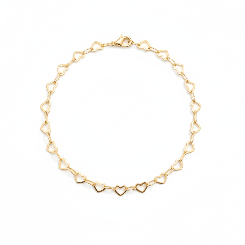 Goldfill Armband gold mit vielen Herzen, Herz an Herz Armband, Herz-Schmuck, färbt nicht ab, verliert keine Farbe, haltbar,  bezahlbarer Schmuck