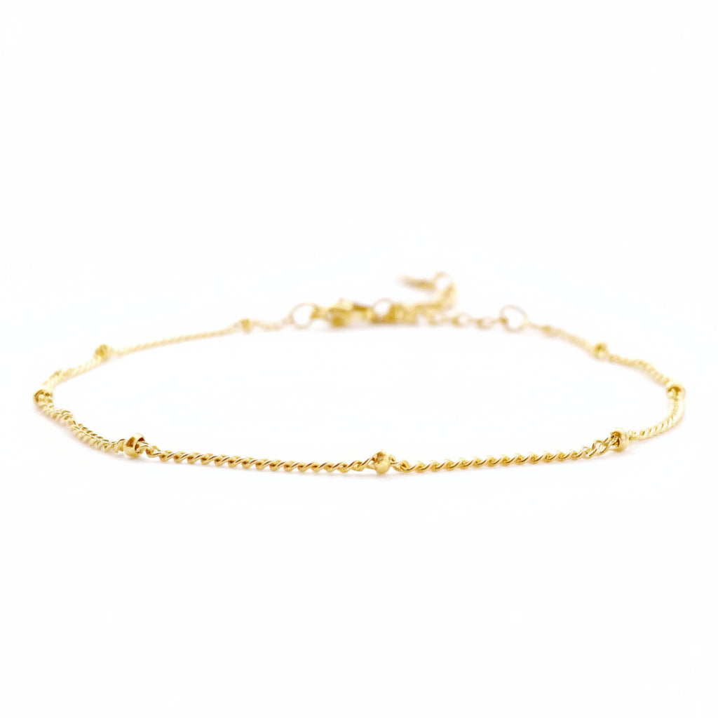 Gold-plated stainless steel bracelet with small beads for young women and teenagers, hypoallergenic jewelry, waterproof and durable